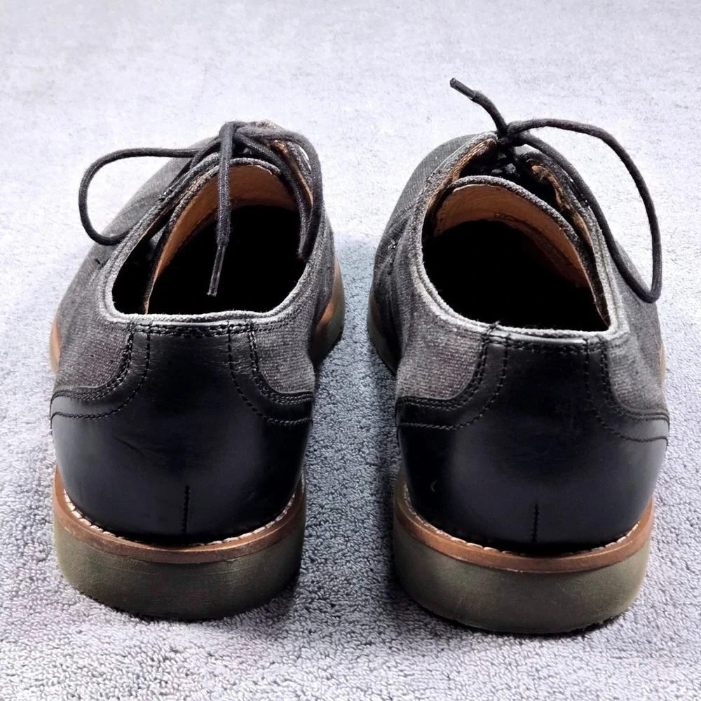 G.H. Bass & Co Men's Size 10M Black Canvas Leather Oxford Shoes Dress Casual